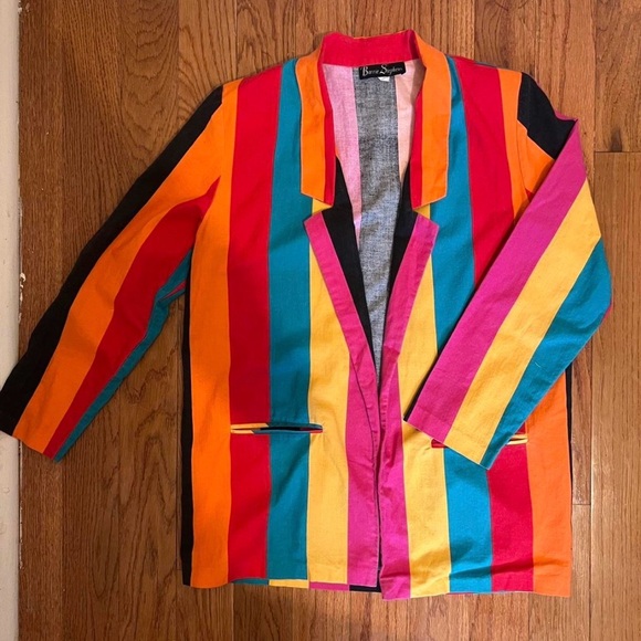 Vintage Jackets & Blazers - Vibrant Multicolor Striped Jacket